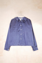 puckered collar blouse silk cotton satin image 7