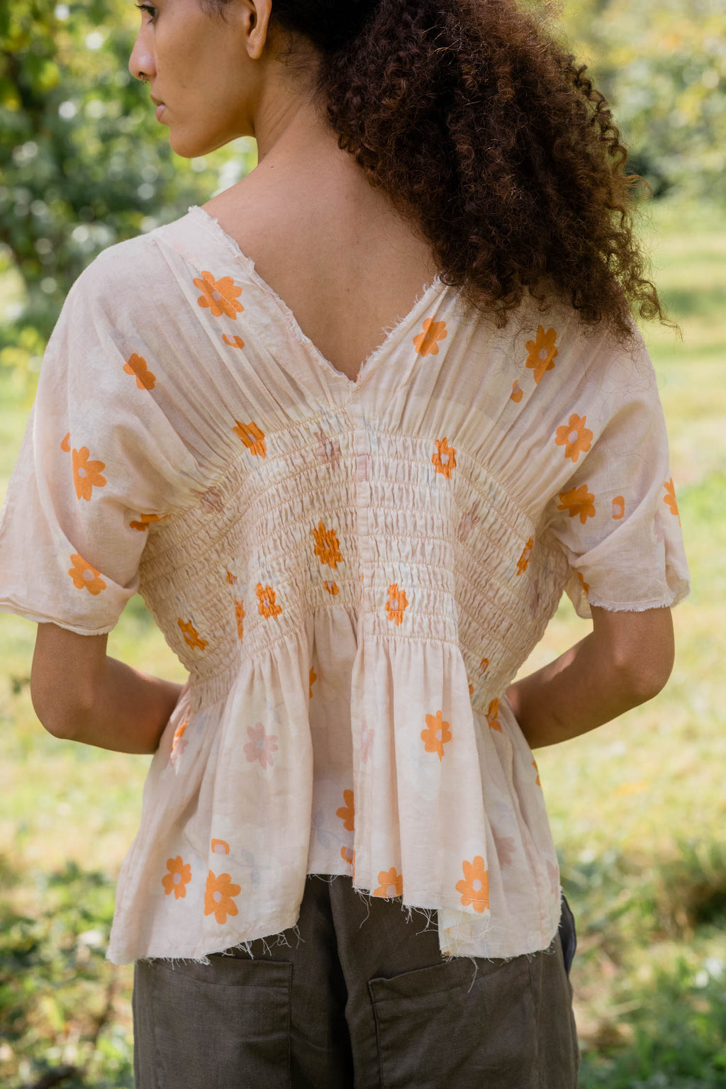 sale brilliant blouse printed big flower cotton voile image 5