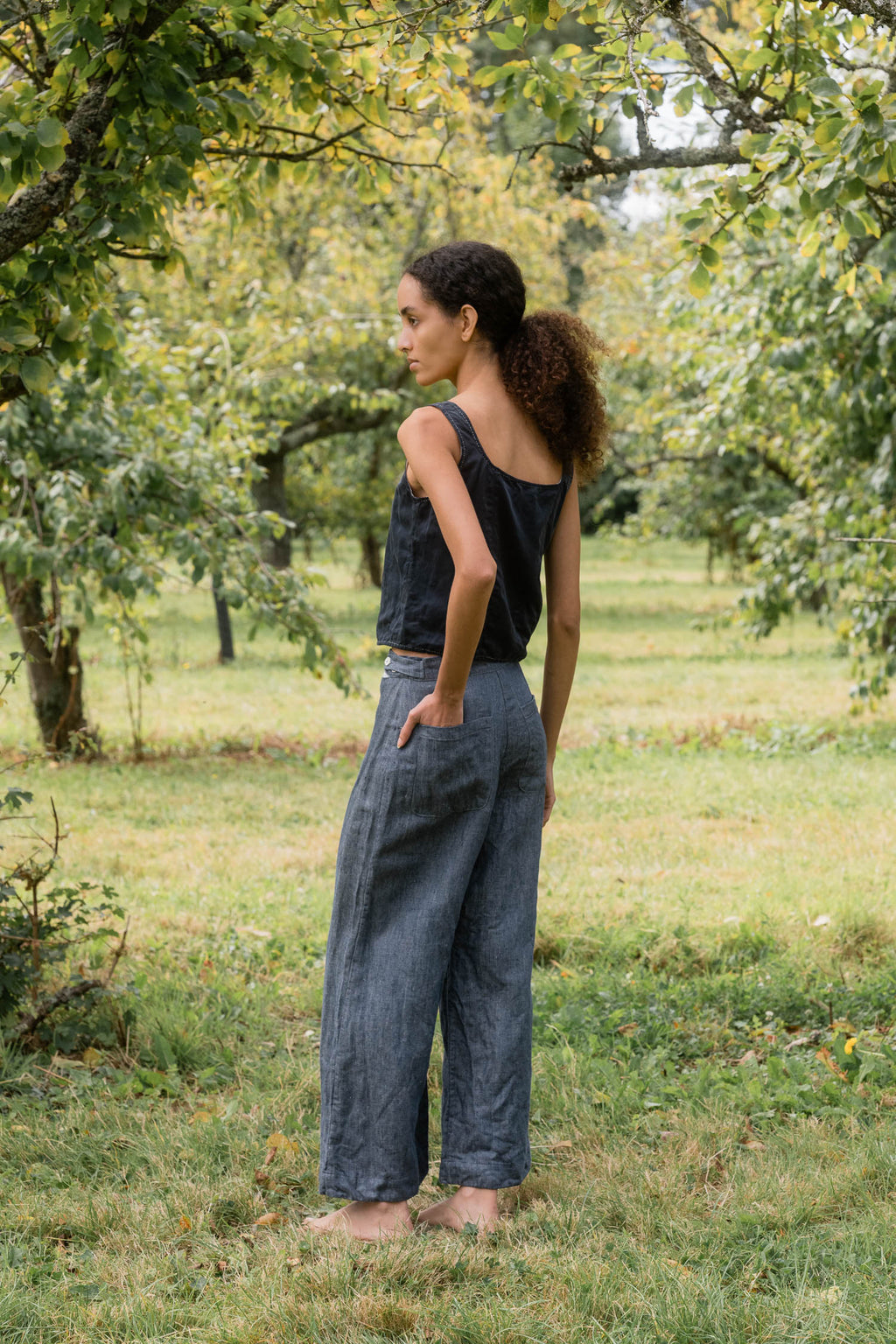 sale hem pants linen denim image 2