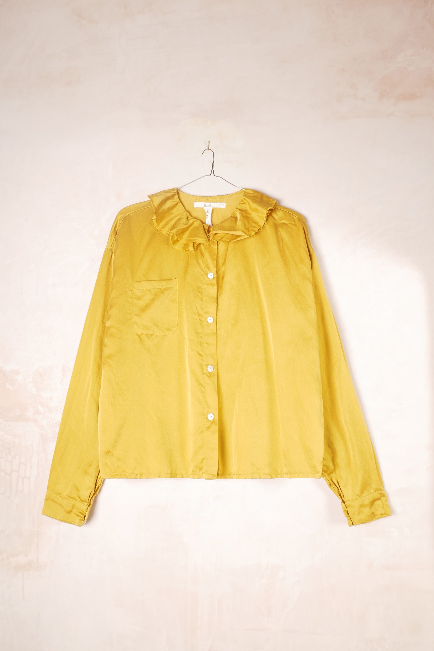 puckered collar blouse silk cotton satin image 8