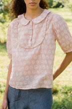 sale print frill yoke blouse small flower image 7