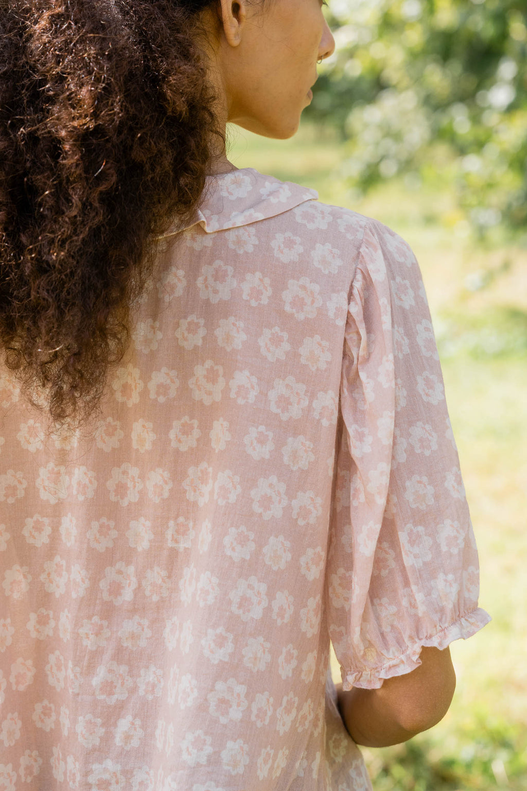 sale print frill yoke blouse small flower image 8