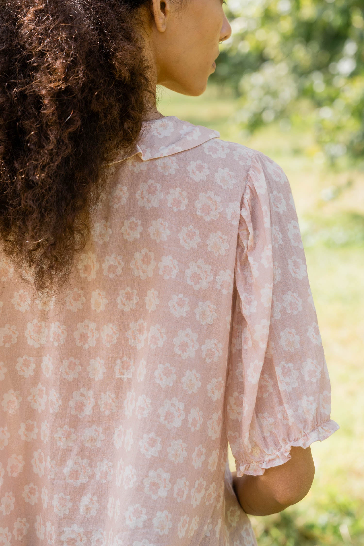 sale print frill yoke blouse small flower image 8