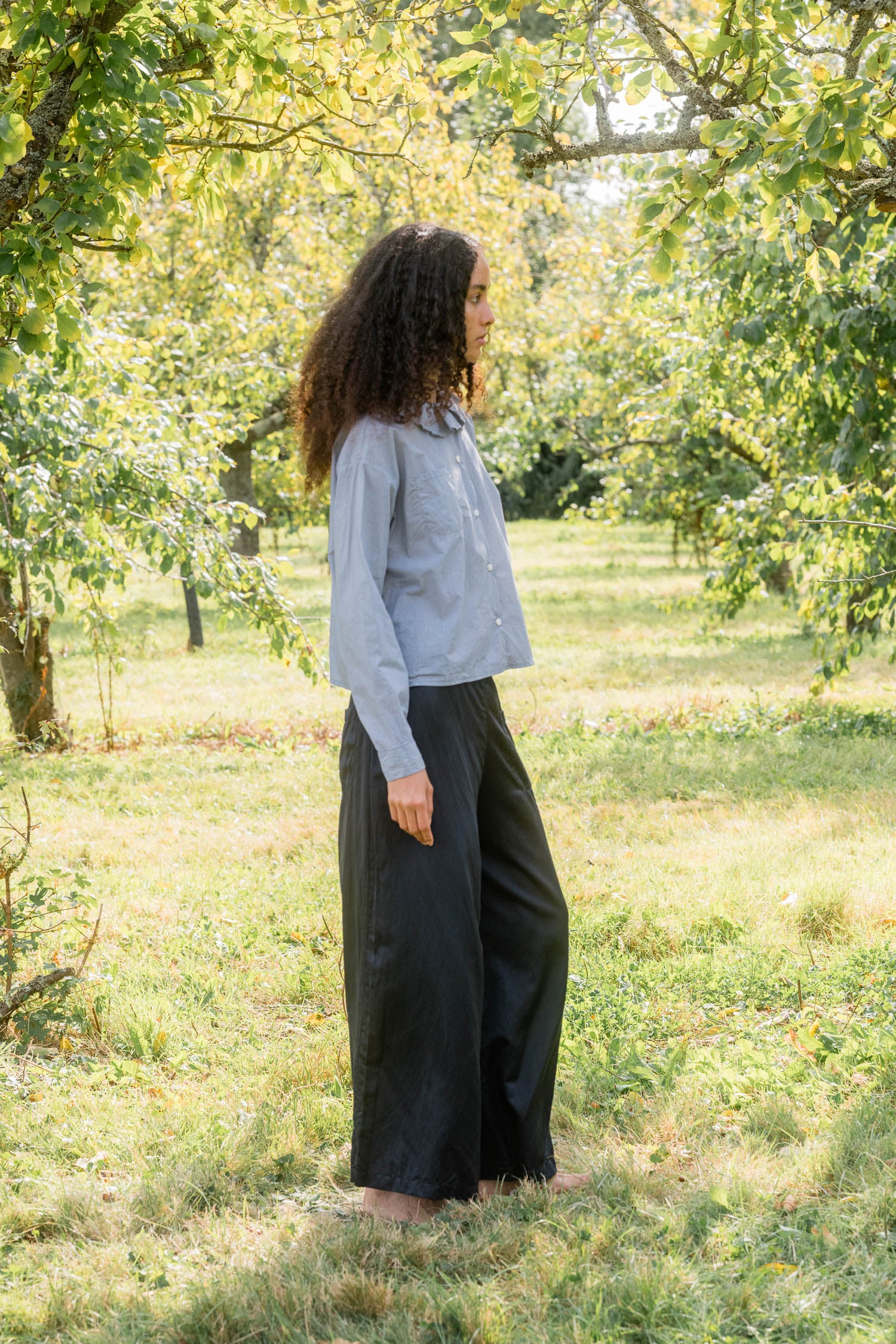 sale puckered collar shirt cotton tiny check image 5