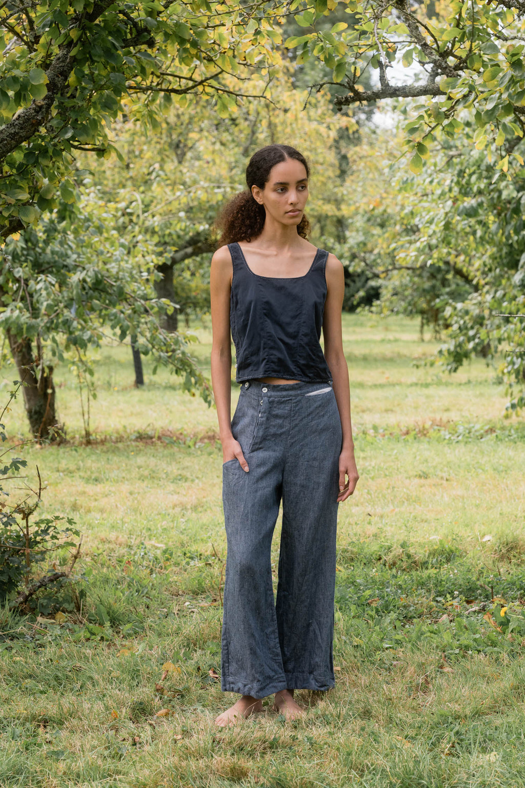 sale hem pants linen denim image 1