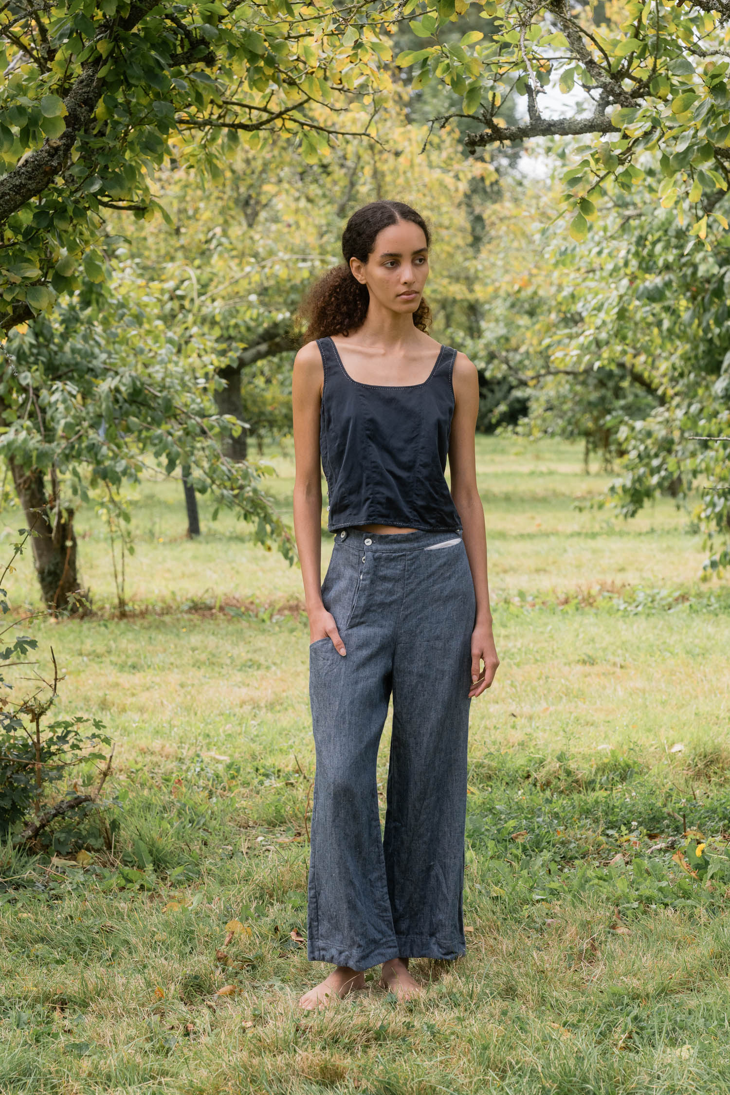 sale hem pants linen denim image 1