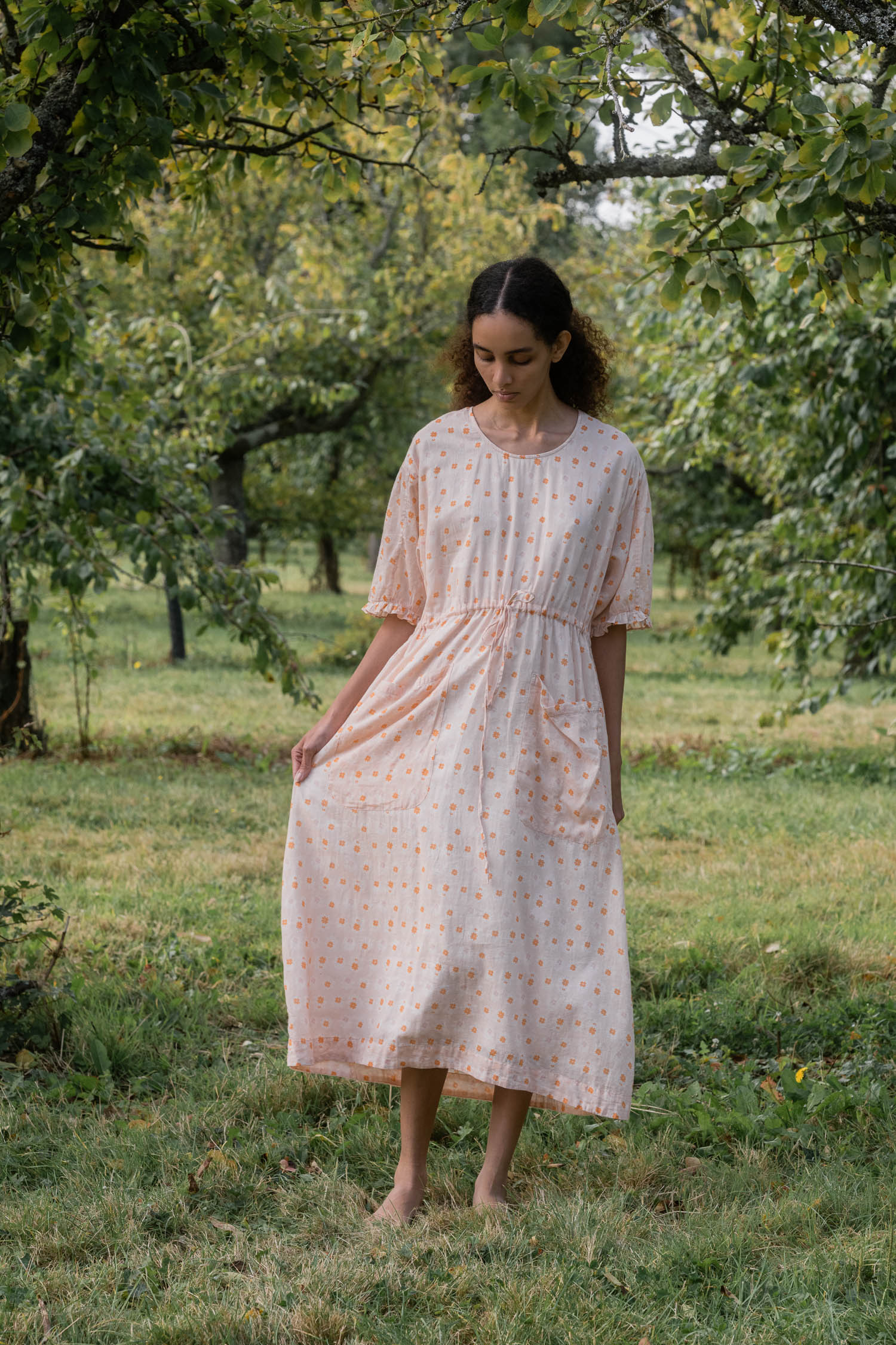 1043 comfy pocket small flower printed cotton dress image 3