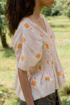 sale brilliant blouse printed big flower cotton voile image 3