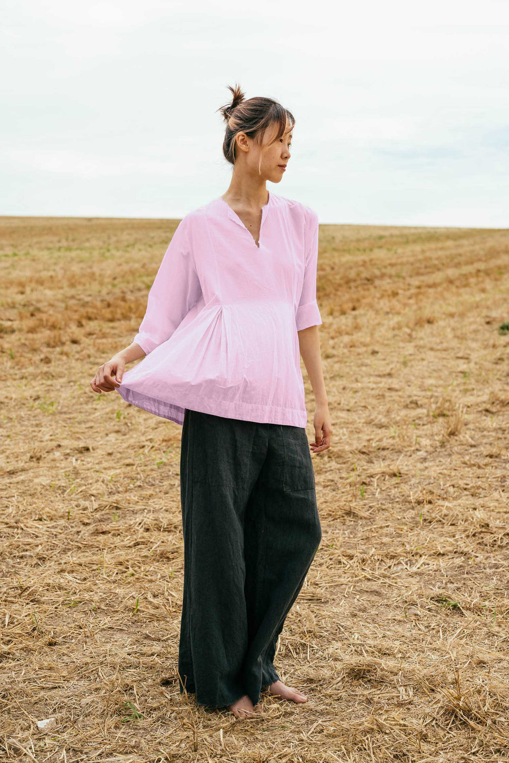 sale double pleat top cotton - lilac sachet, S image