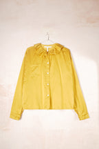puckered collar blouse silk cotton satin - honey, S image