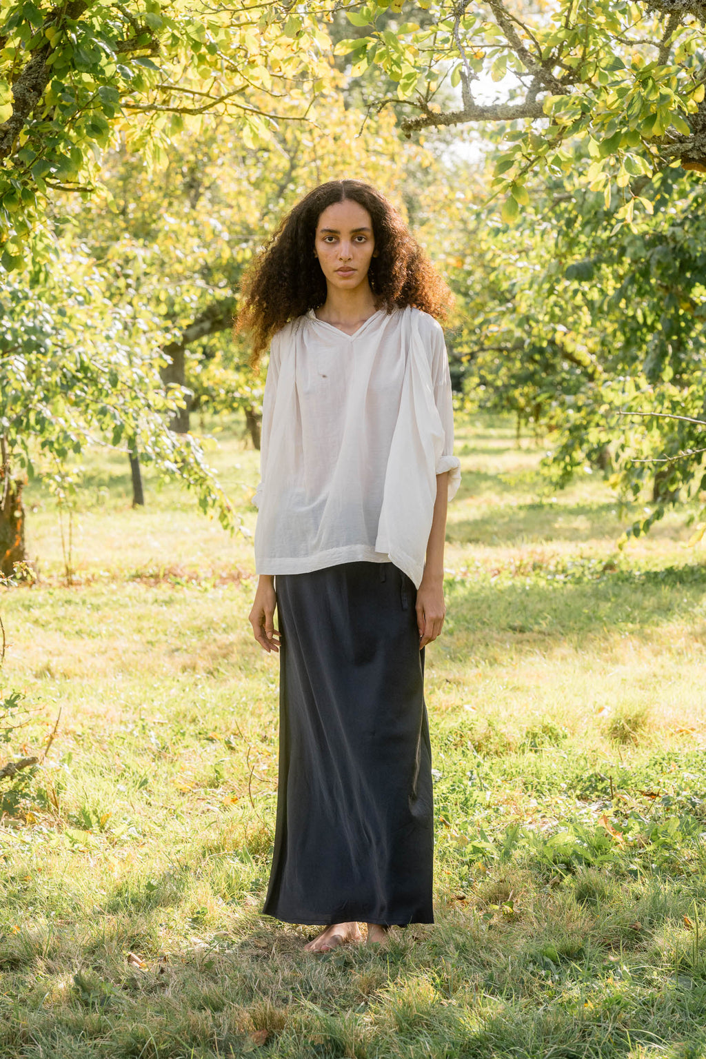 sale bias cut long skirt silk cotton satin image 0