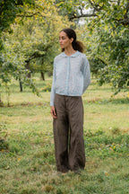 sale round collar blouse cotton voile small print image 0