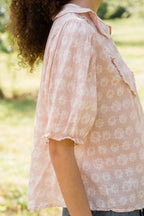 sale print frill yoke blouse small flower image 6