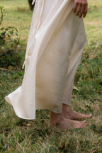 sale bias cut silk cotton satin dress - eggnog, S image