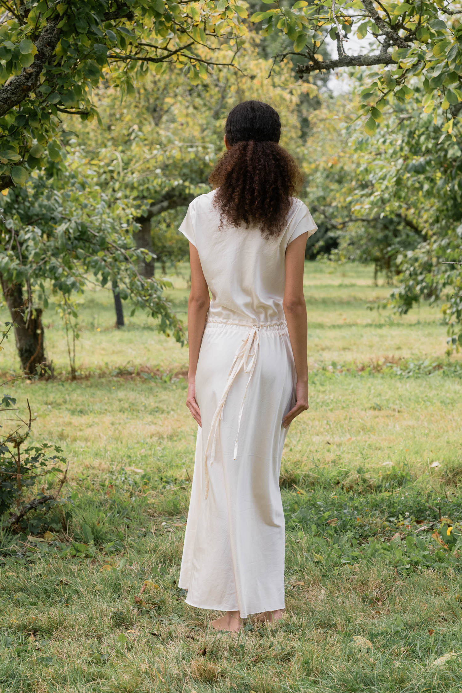 sale bias cut silk cotton satin dress image 1
