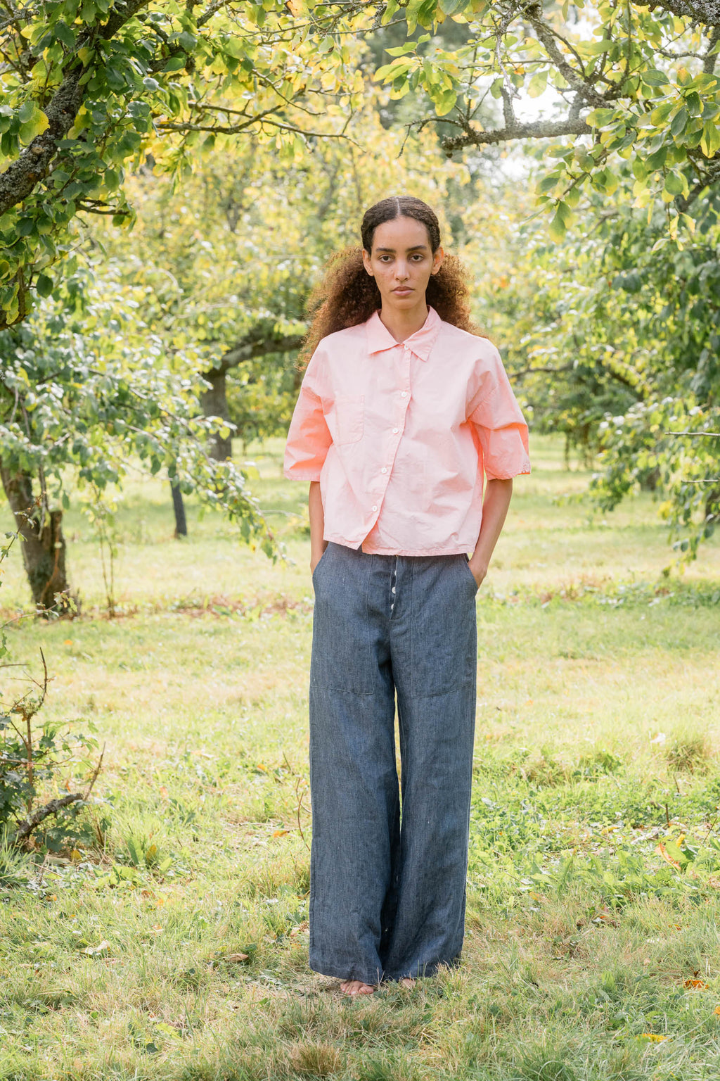 sale flare pants linen denim image 0