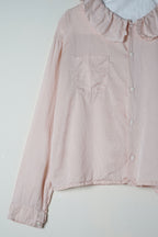 puckered collar blouse silk cotton satin image 2