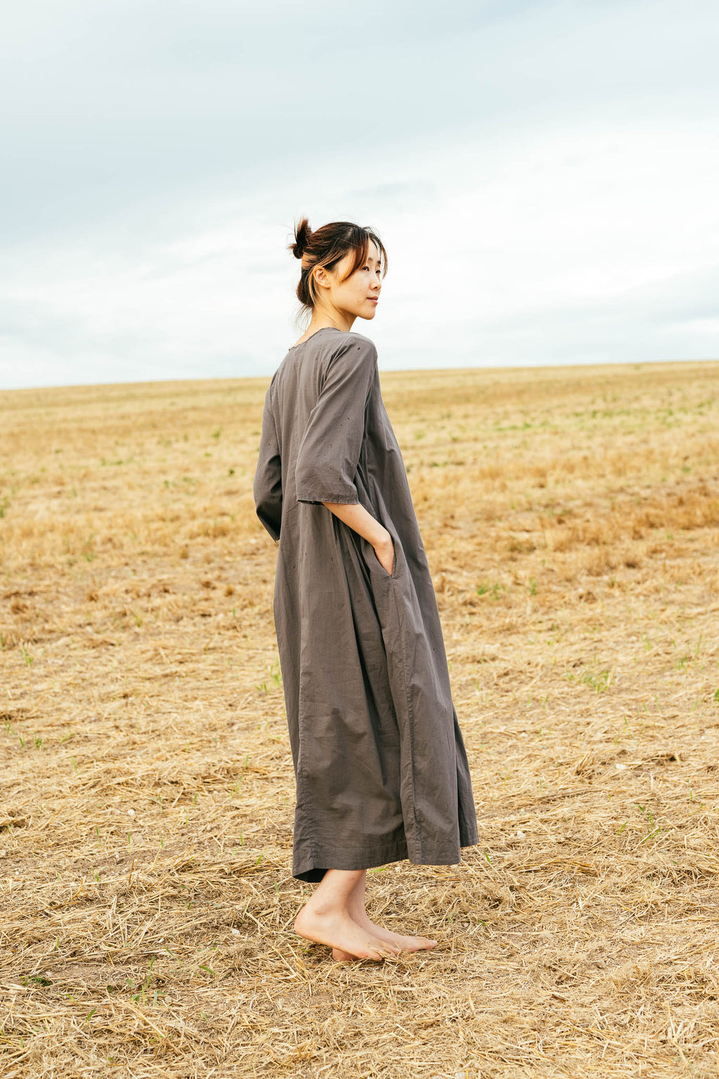 sale double pleat dress cotton cambric image 1