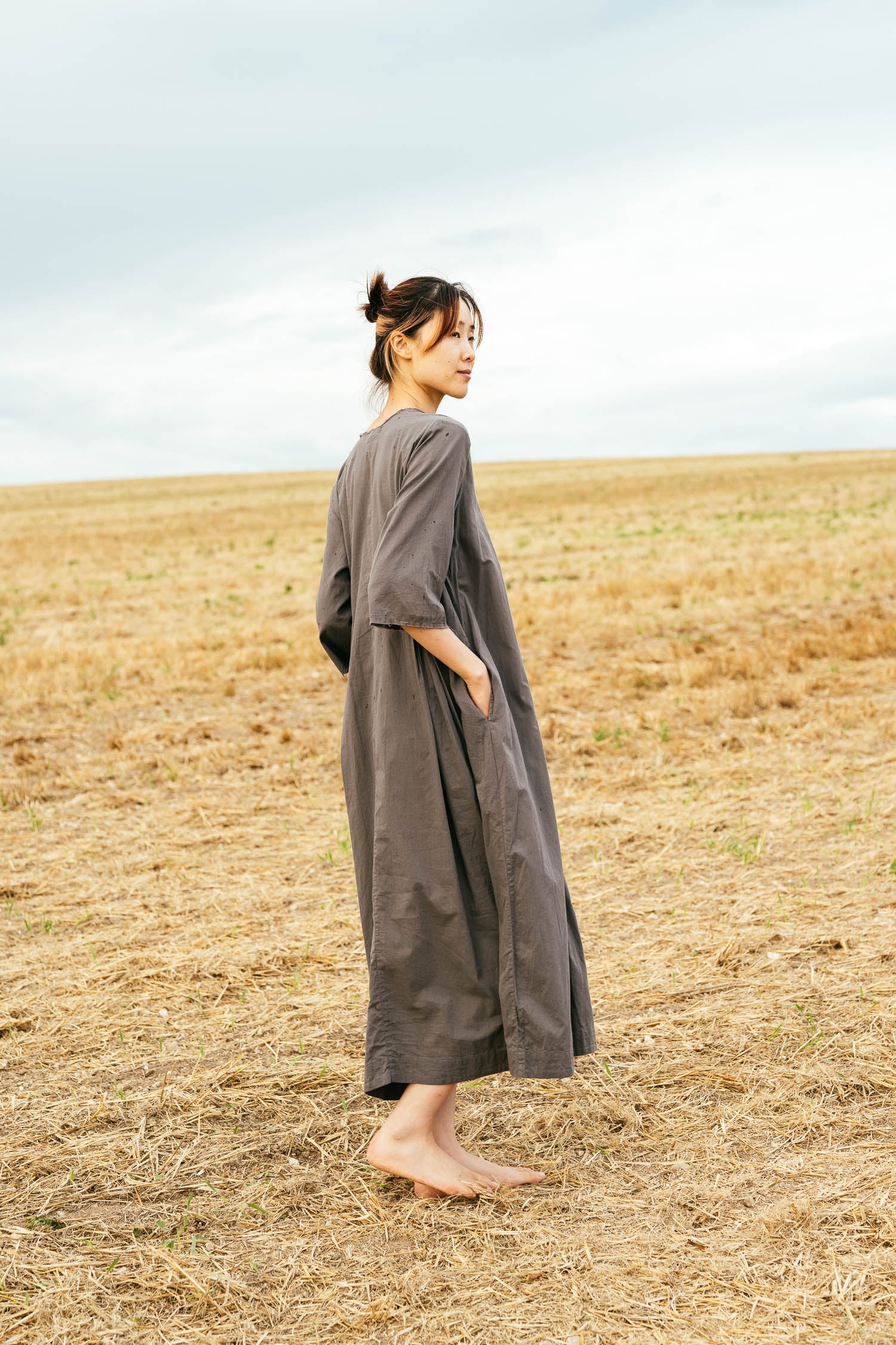 sale double pleat dress cotton cambric image 1