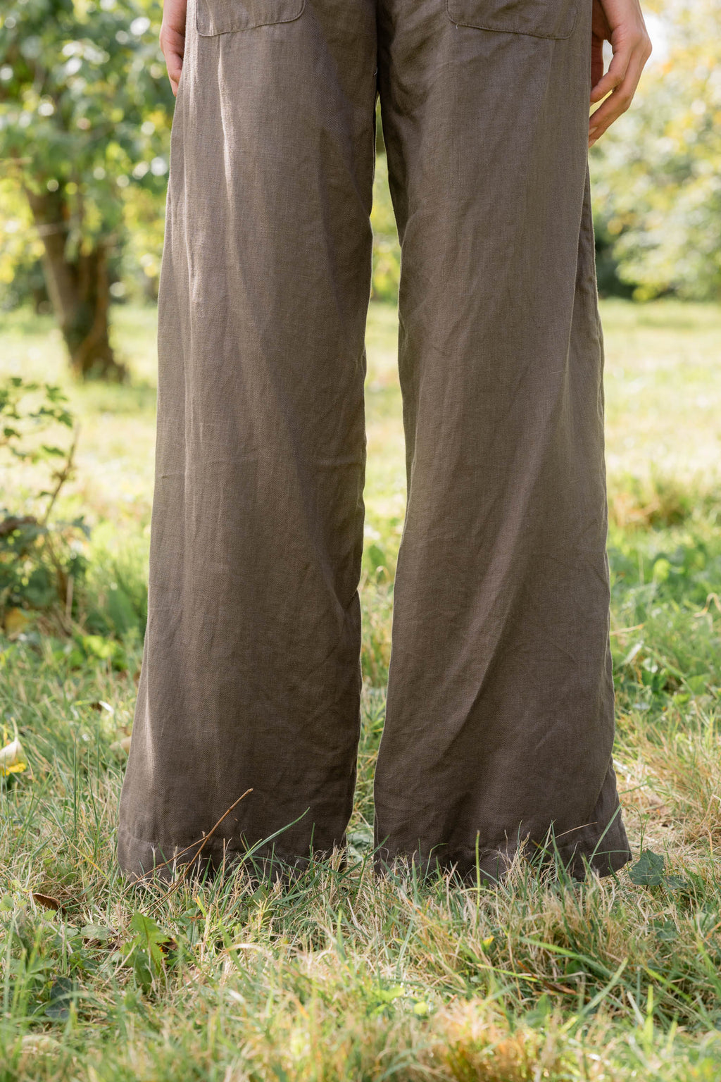 sale flare pants linen twill image 6