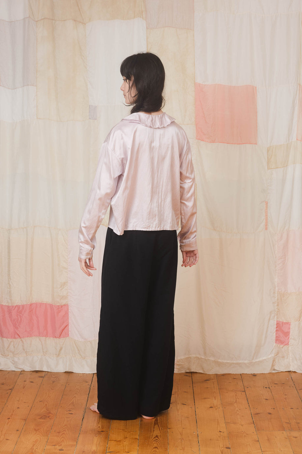sale round collar blouse silk cotton satin image 2