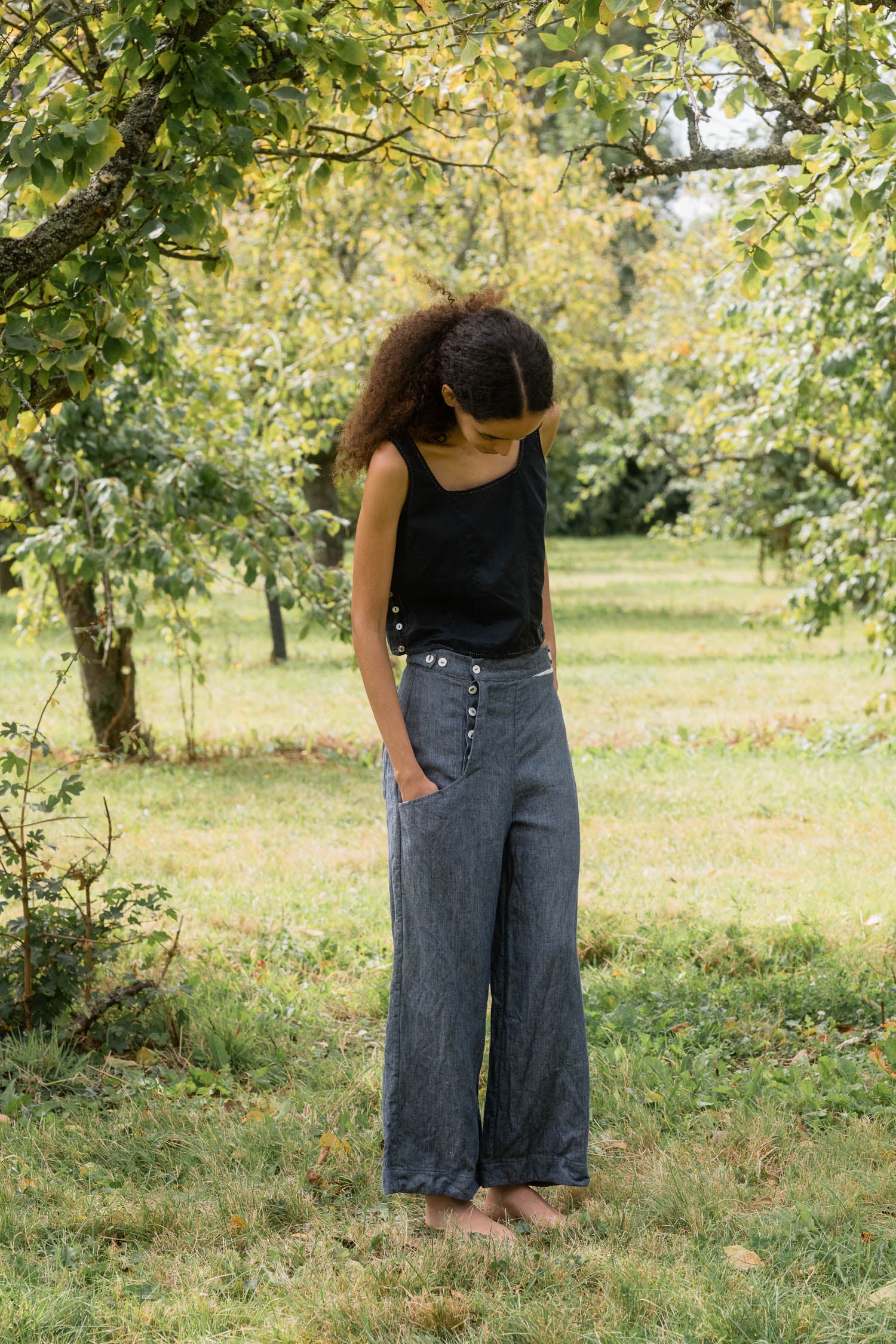 sale hem pants linen denim image 0