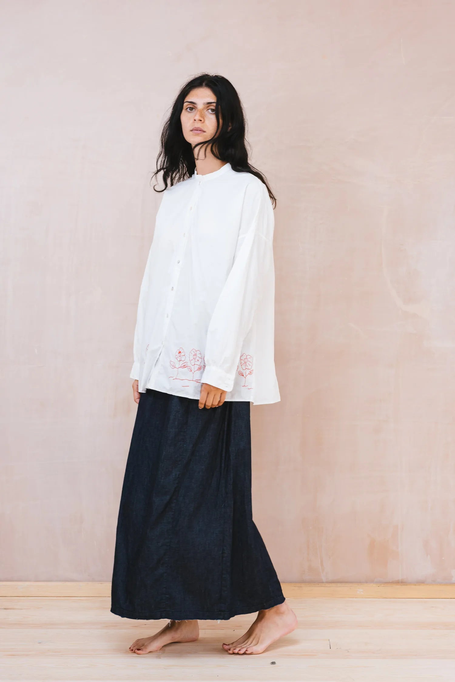 flowers button thru shirt kilberry cotton