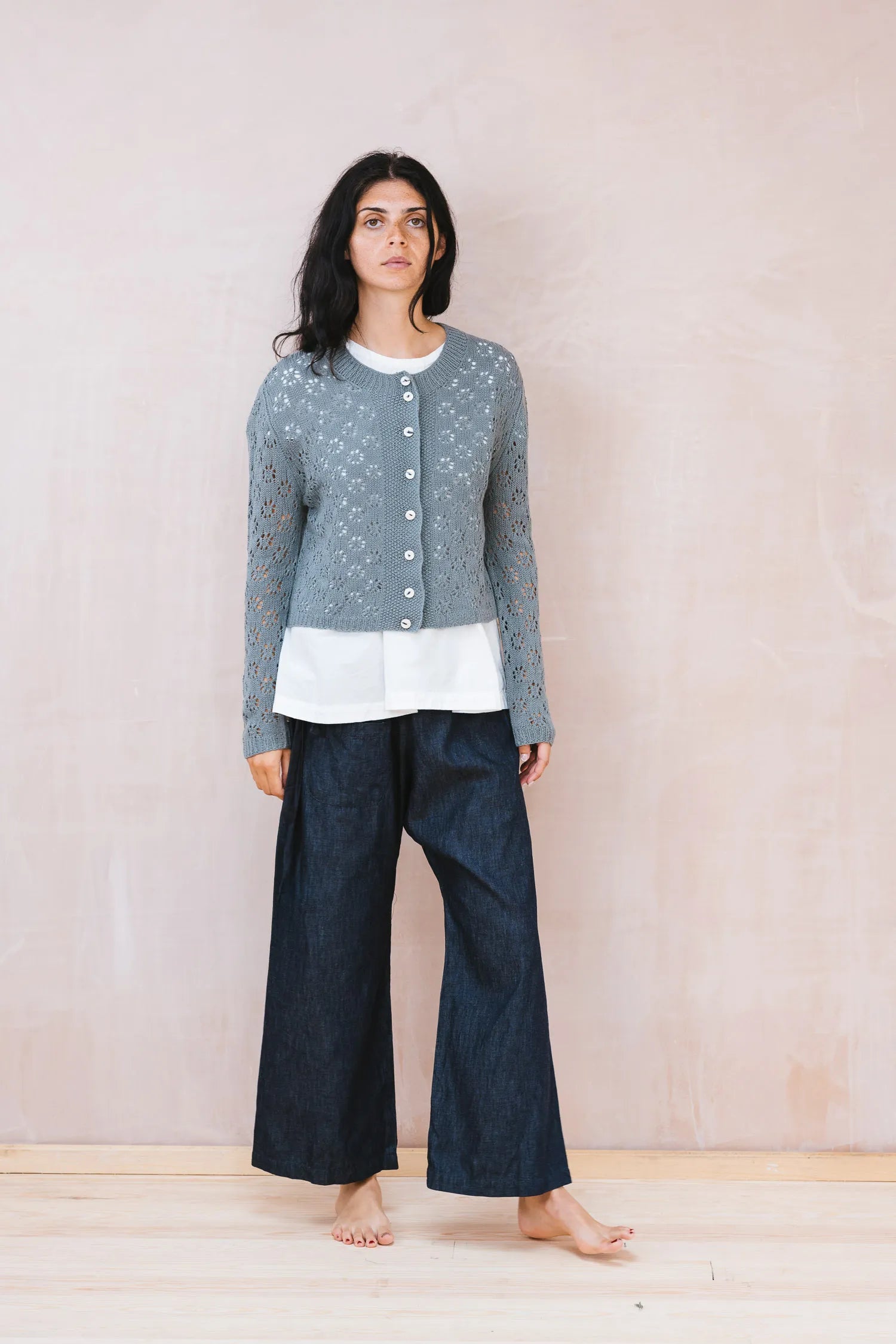 nickel cardigan lacey cotton cashmere