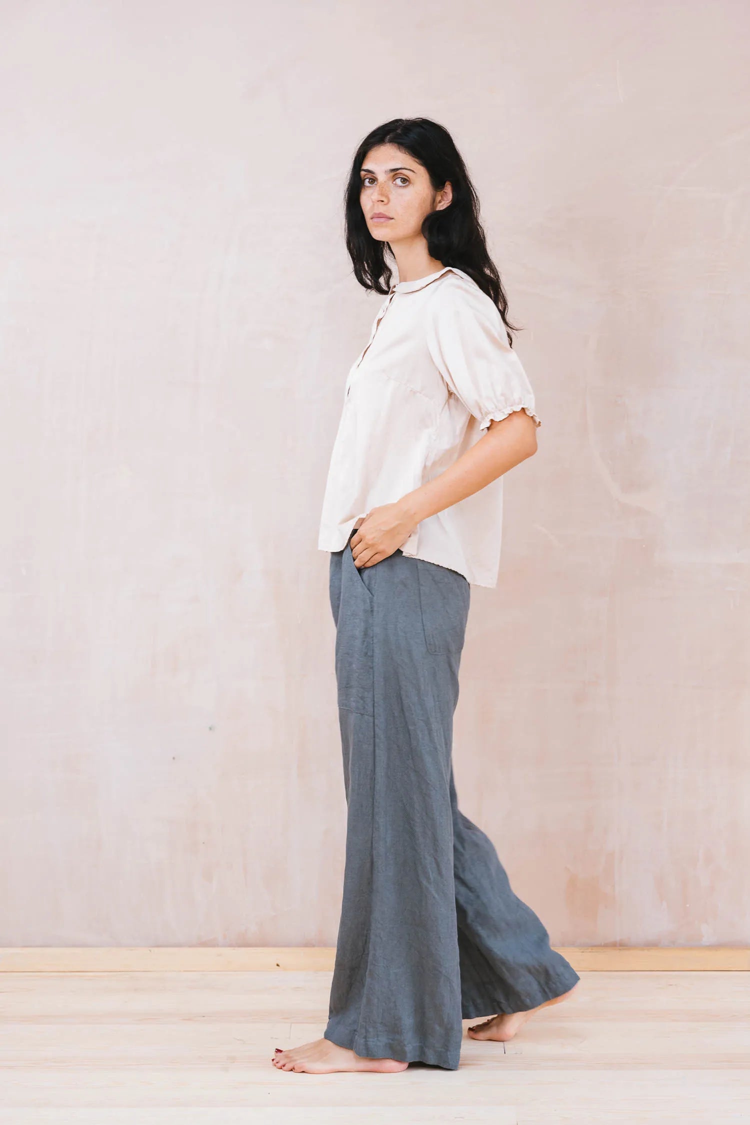 flare pants linen