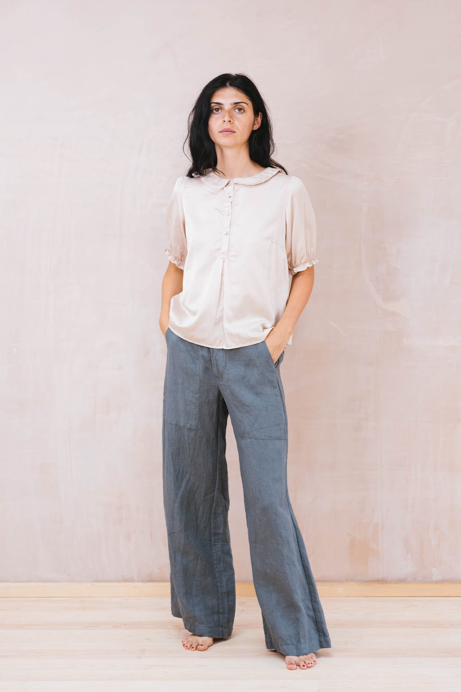 flare pants linen