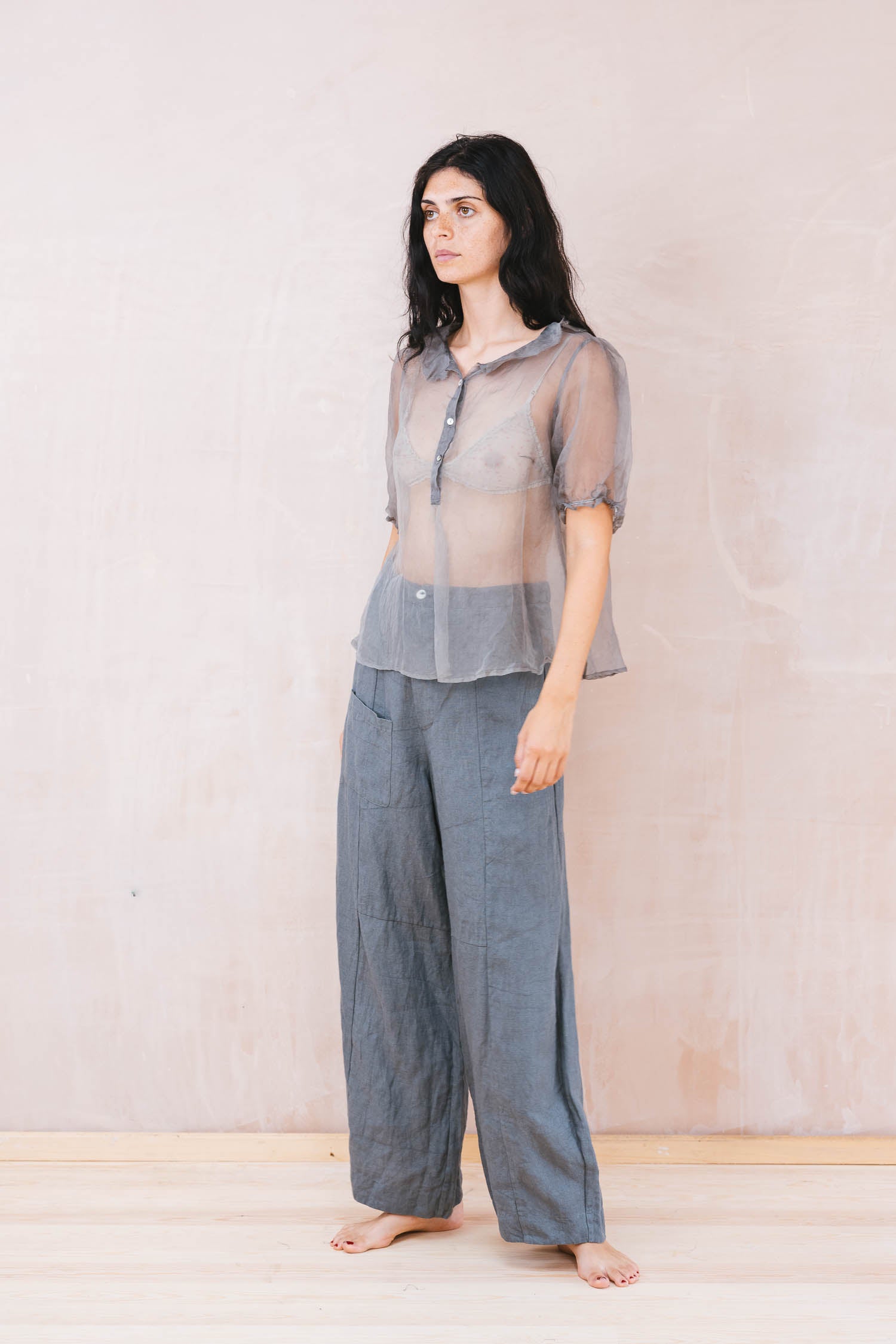 tailored line pants linen