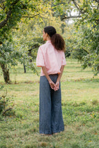 sale flare pants linen denim image 3