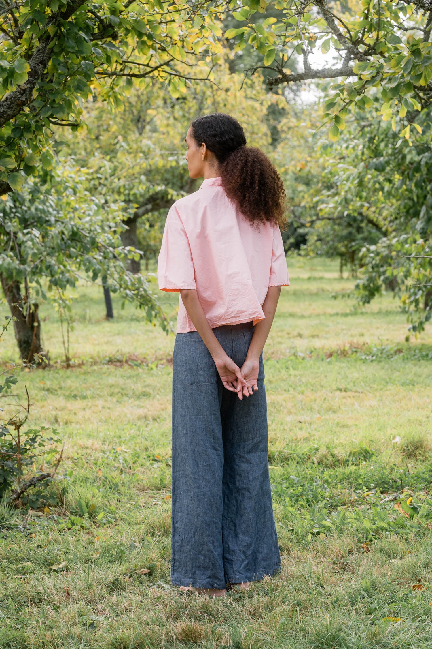 sale flare pants linen denim image 3