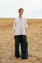 sale double pleat top cotton - crystal gray, XS image