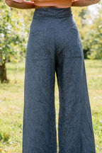 sale flare pants linen denim image 4