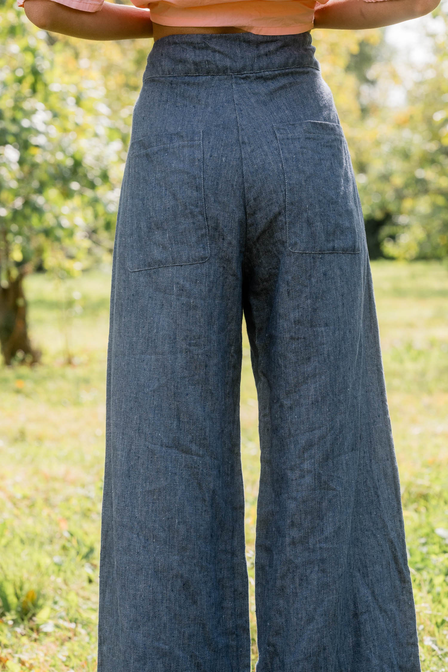 sale flare pants linen denim image 4