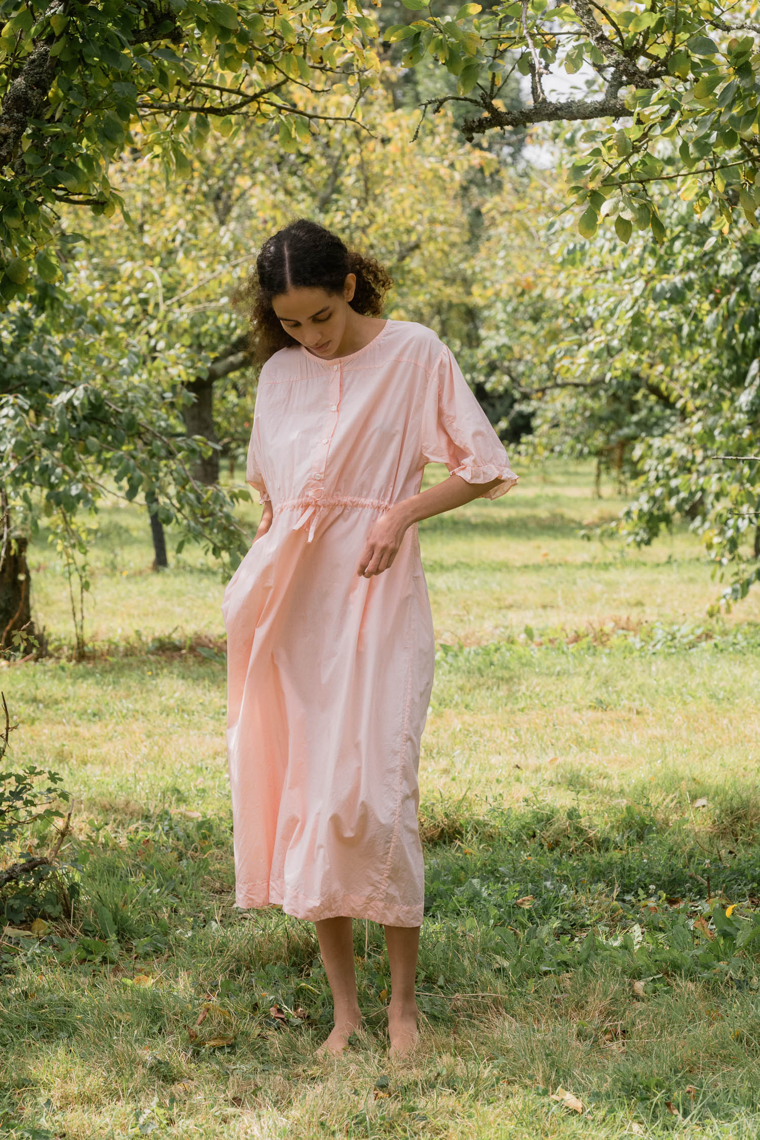 comfy yoke dress cotton tiny check image 1