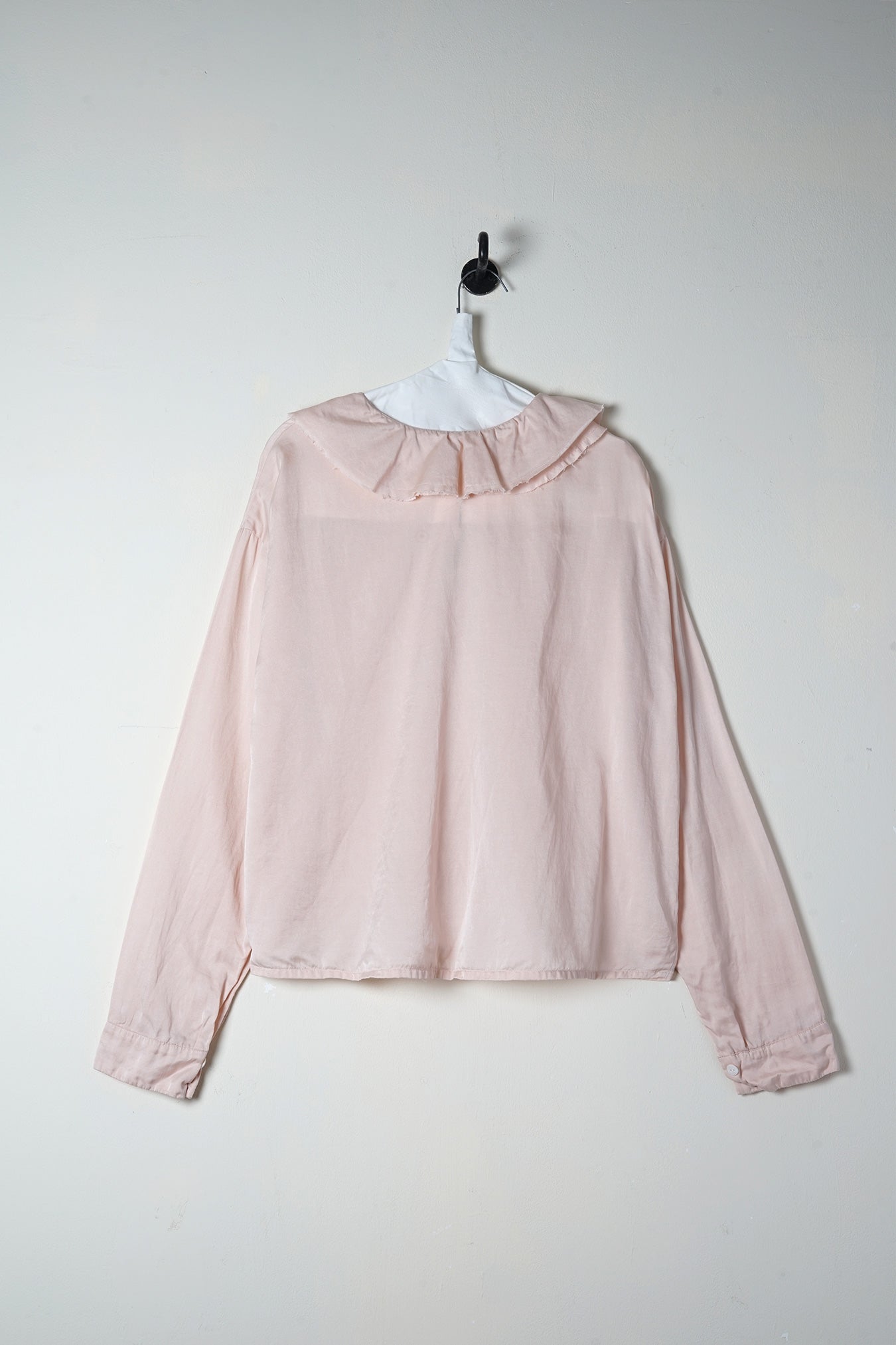 puckered collar blouse silk cotton satin image 3