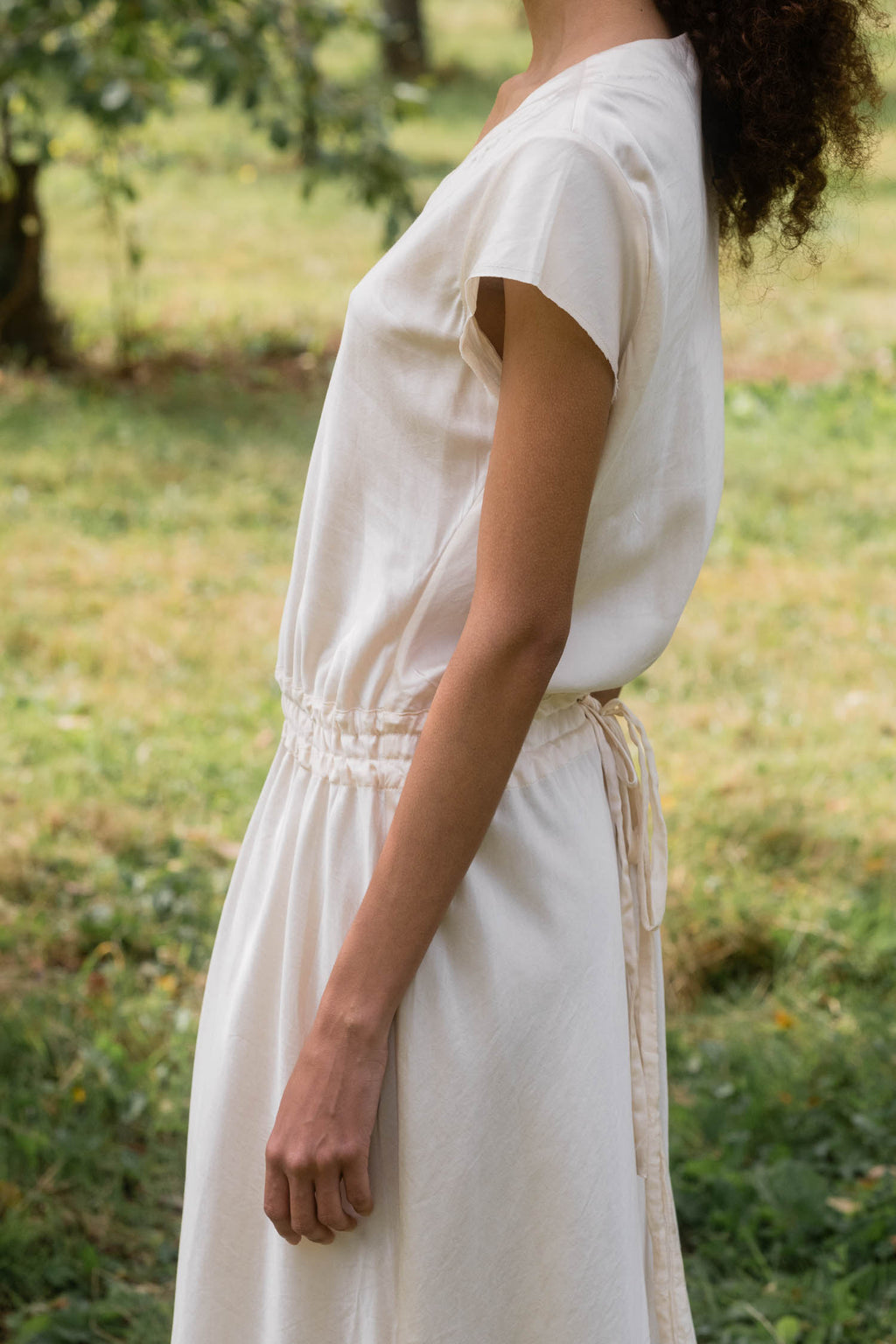 sale bias cut silk cotton satin dress image 3