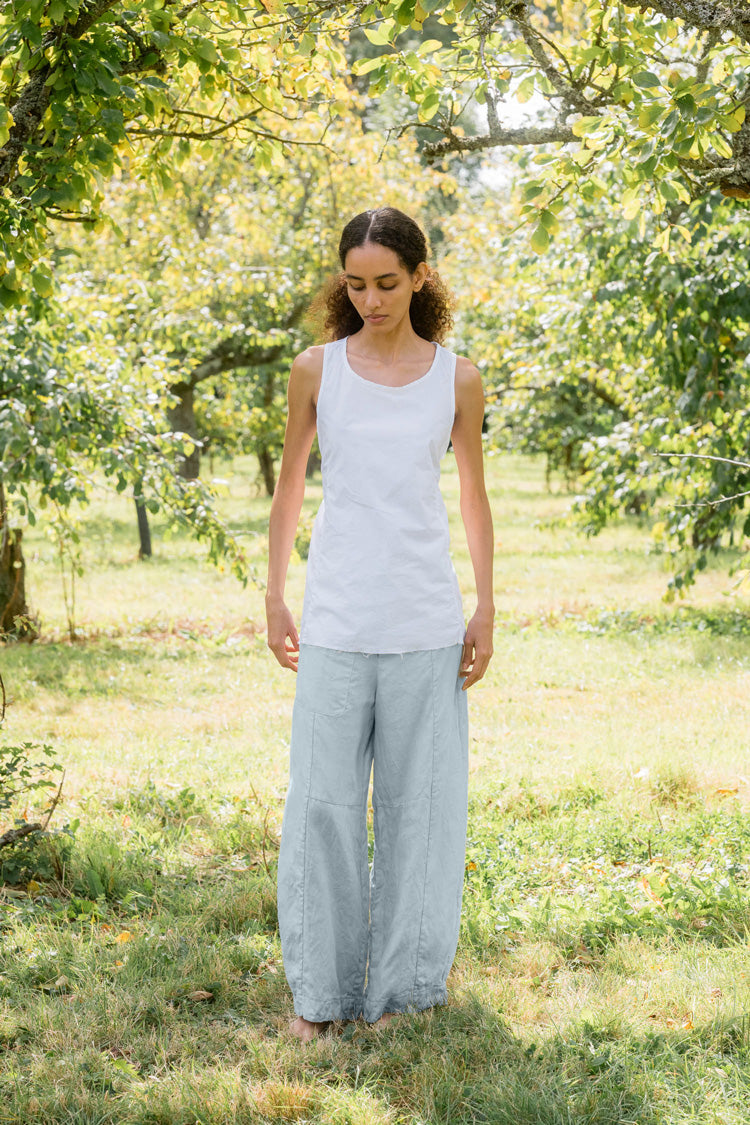 sale tailored line pants linen twill - pearl blue, L image
