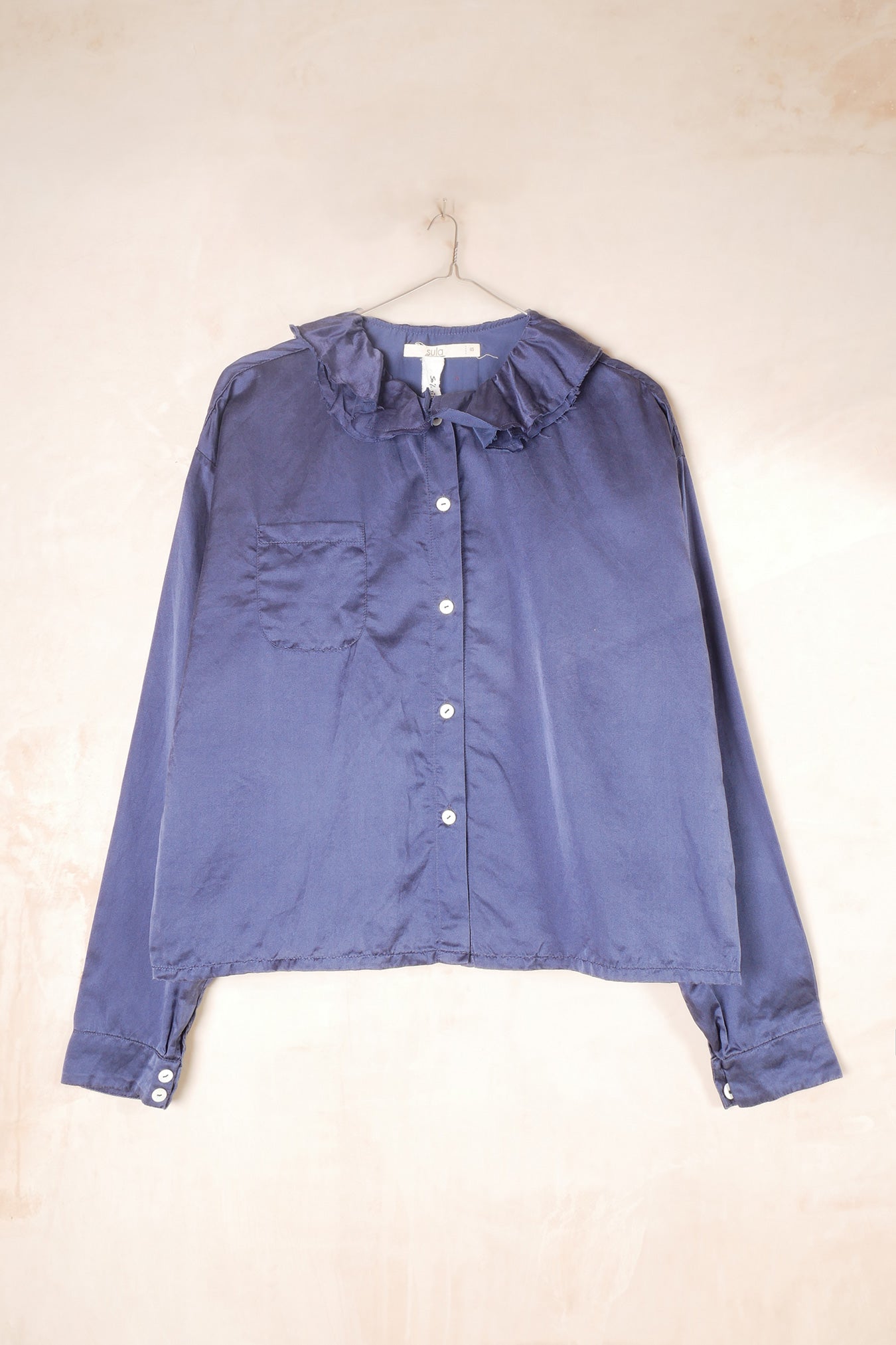 puckered collar blouse silk cotton satin image 4