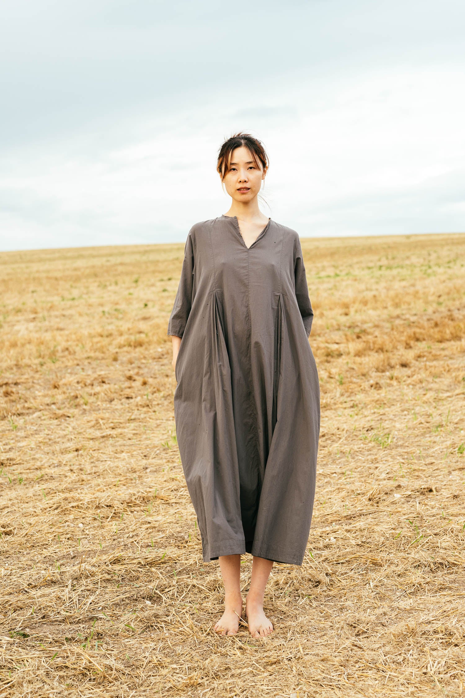 sale double pleat dress cotton cambric image 0