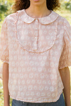 sale print frill yoke blouse small flower image 5