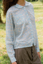 sale round collar blouse cotton voile small print image 7