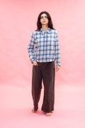 AW26 BL 1067 secret button shirt brushed cotton check