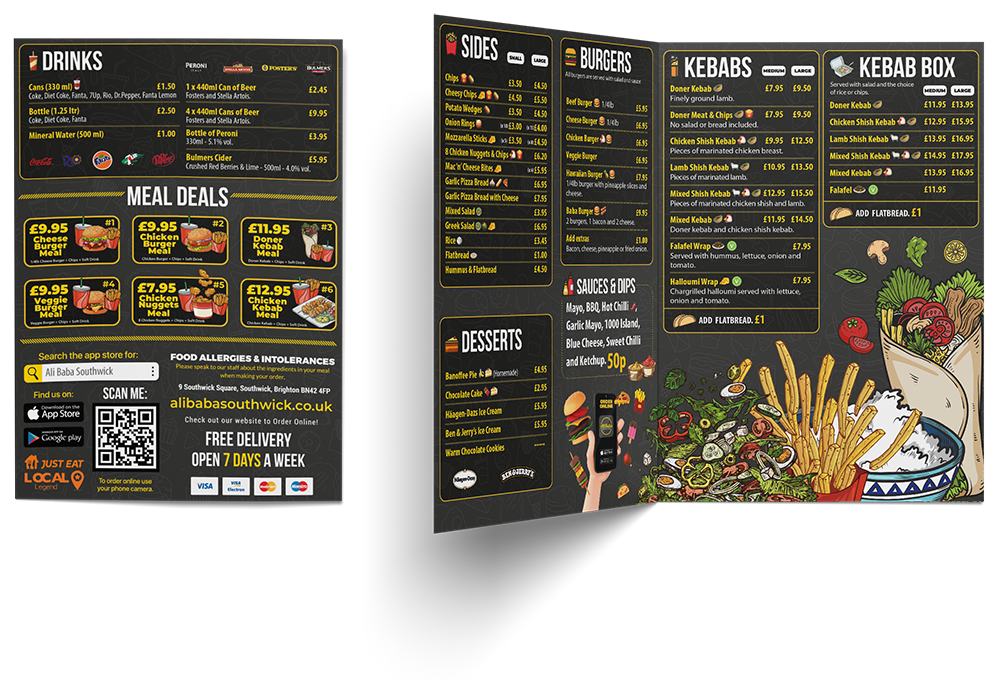 Food Menu - Takeaway Menu - Design and Print